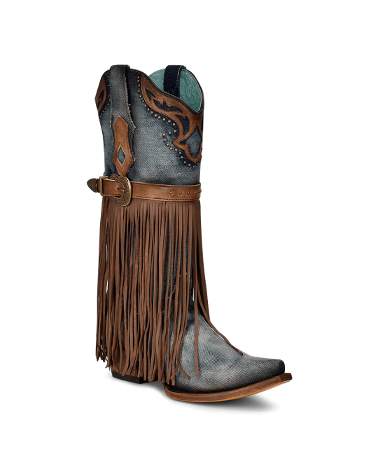 Corral fringe leather sales western boot